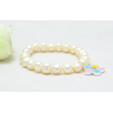 white fresh water pearls with charm bracelet