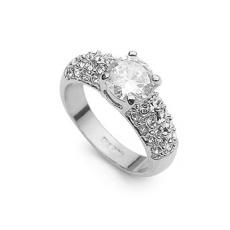 engagement ring white CZ rhodium plated